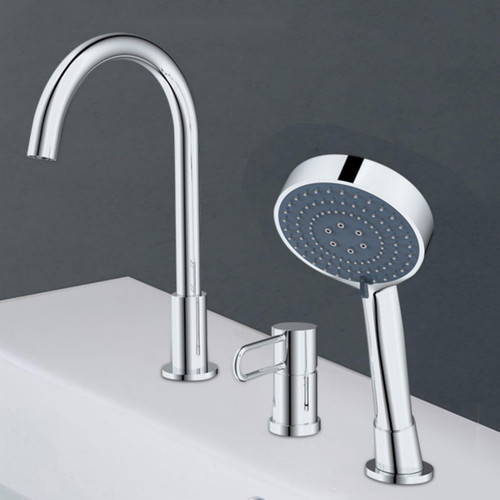 ZOCWJK Hole Bath Mixer Tap Black Bath Tub Mixer Tap with Shower Single Lever Shower Mixer Tap Shower Hose for Bath Taps,Chrome