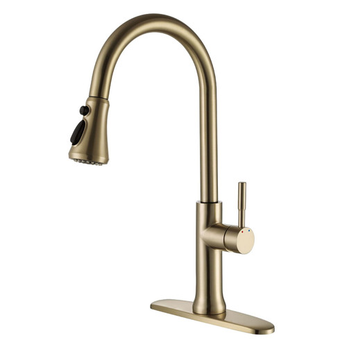 PENGKTXXY Kiten Faucets with Pull Out Sprayer Commercial High Arc Kiten Sink Faucet Brushed d Single Handle Kiten faucets with Deck Plate
