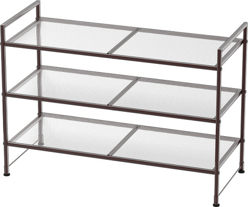 Simple Houseware 3-Tier Stackable Mesh Shoe Rack, Bronze