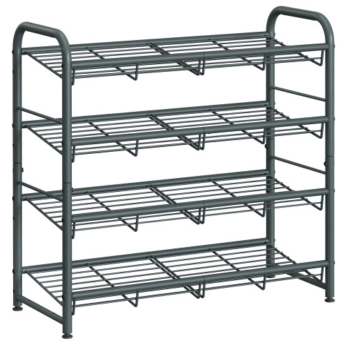 SONGMICS 4-Tier Stackable Metal Shoe Rack, Holds Up to 16 Pairs of Shoes