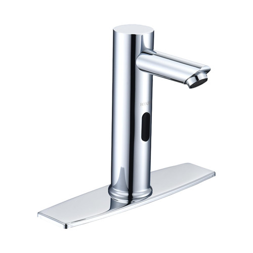 Automatic Sensor Touchless Bathroom Faucet, Waterfall Single Hole Bathroom Sink Faucet Stainless Steel, Hands Free Motion Sensor Lavatory Faucet with Hole Cover Plate (Regular Version, Black)