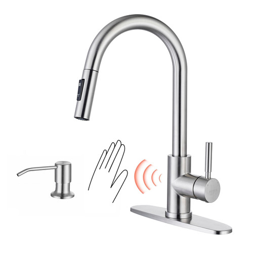 TOYWIA Touchless Kitchen Sink Faucets with Pull Down Sprayer Brushed Nickel