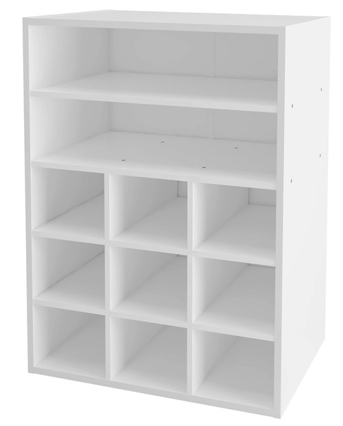 HAIOOU Shoe Cubby, 9-Cube Stackable Wood Shoe Rack Organizer 24 Inch, White