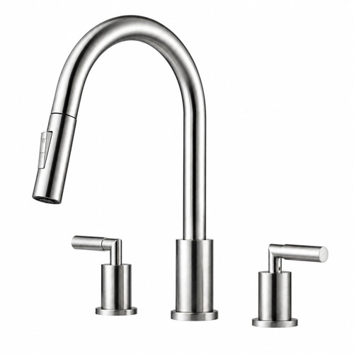 Tohlar 2 Handle Kitchen Sink Faucets with Pull Down Sprayer Brushed Nickel