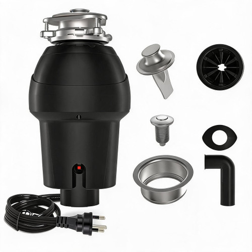 Garbage Disposal 1 HP Continuous Feed Compact Stainless Steel Food Waste Disposer with Air Switch – Powerful Grinding System for Under Kitchen Sink