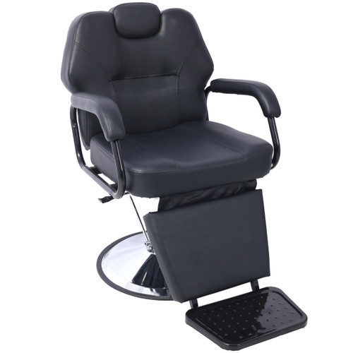 Hydraulic Barber Chair for Barbershop, Reclining All-Purpose Salon Chair with Heavy-Duty Base, PU Leather, Black, 38.5" L x 25.2" W x 42.5" H