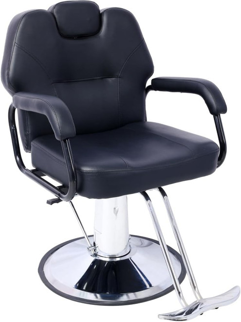 Hydraulic Barber Chair with Reclining Back, Extra Wide Seat for Salon