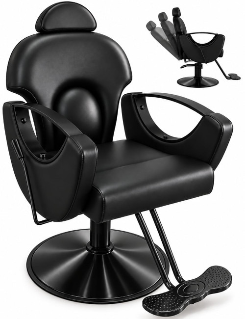 Black Salon Chair for Hair Stylist Professional Barber Chair Barbershop