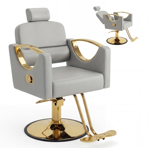 TOVRON Barber Chair Reclining Professional Salon Chair for Hair Stylist with Hydraulic Pump, 360° Swivel, Height Adjustable, Multi-Function Heavy Duty Hairdressing Chair for Barbershop, Spa, Home