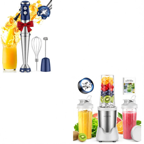 KOIOS BL319B White Blender (3 Cups Included)+ 3-in-1 Blue Hand Blender
