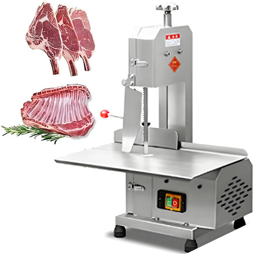 Electric Meat Cutter Machine, Meat Band Saw for Bone Cutting, 750W Stainless Steel Bandsaw, Ideal for Supermarkets and Food Preparation