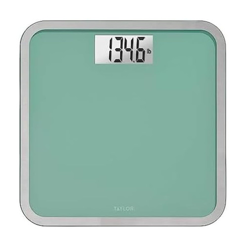 Taylor Digital Bathroom Scale with Seafoam Green Tempered Glass Platform
