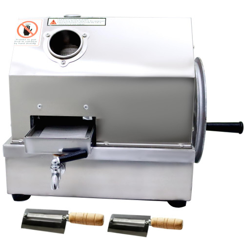 HQHAOTWU Sugar Cane Juicer Sugar Cane Juice Extractor Manual Ginger Press Juicer High Output Stainless Steel Three-roller Sugarcane Mill Juicer Sugarcane Juice Press Machine with Peeling Knives