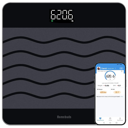 Homebuds 660lb Smart Bathroom Scale for Body Weight Precision 0.1lb,Big LED