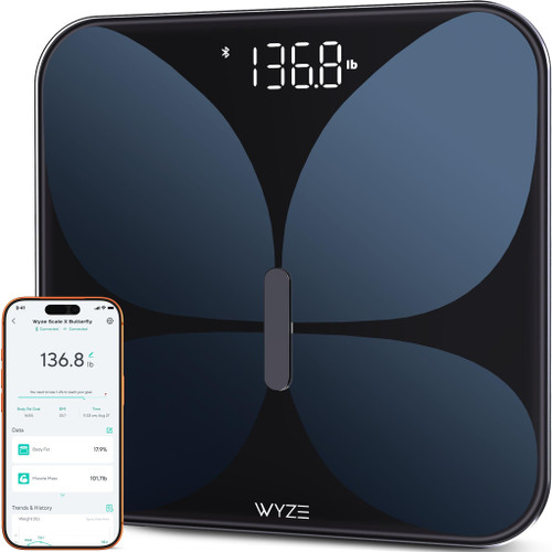 Wyze Smart Bathroom Scale, Bluetooth, 400 lbs, Black