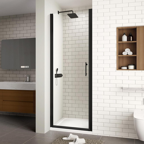 ACE DECOR 24-25.4" W x 72" H Frameless Pivot Shower Door, Matte Black