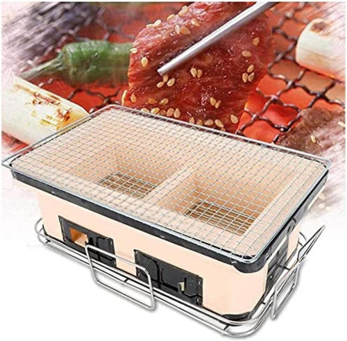 Japanese Tabletop Charcoal Grill with Wire Mesh for Outdoor Yakiniku BBQ