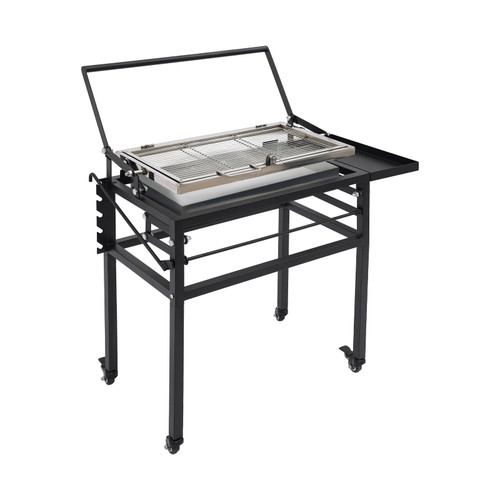 Charcoal Flip Grill for BBQ with 360° Rotating Basket & Wheels