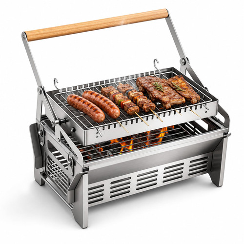 Blaze for Rotating Barbecue Grill, Portable 360° Rotating Charcoal Grill