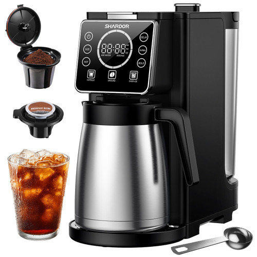 SHARDOR 6-Cup Single Serve & Carafe Coffee Maker, Dual Brew K-Cup & Ground