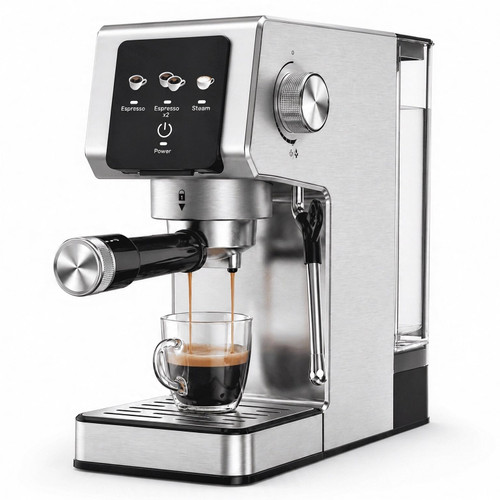 20 Bar Espresso Machine with Milk Frother Steam Wand, Professional Espresso Coffee Maker for Cappuccino Latte, Precise Temperature Control, Stainless Steel Home Espresso Maker with Touch Control Panel