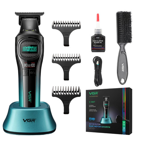 VGR 888T Hair Trimmer for Men, T-Blade, 8000RPM, DLC-Coated Blade, Green