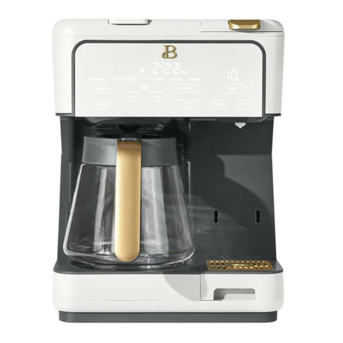 Multi Brew Coffee Maker with 12-Cup Carafe, Single-Serve Sizes, 3 Strength Settings and Touch Display (White Icing)