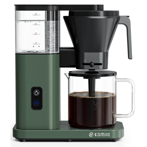 Kismile SCA Certified 8-Cup Coffee Maker, 6-Min Quick Brew, Hot & Cold Brew Coffee Machine, Adjustable Flow Control, Magnetic Anti-Drip, Keep Warm, DIY Manual Mode, Dishwasher Safe, Olive Green
