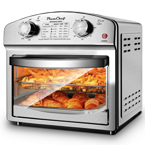 Plum Chef Air Fryer, 13QT Multifunctional Convection Toaster Oven Air Fryer Combo, 360° Hot Air Circulation for Healthy Oil-Free Cooking, Stainless Steel Adjustable Temp & Time Control Contertop Oven