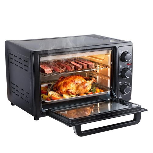 Altsuceser Toaster Oven with Convection, 1500W Countertop Oven, Large 8.45 Gallons, Electric Rotisserie & Dehydrator, 6 Accessories for Baking, Roasting, Crispy Toast (Black) Black Large