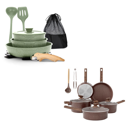 DishDelight 10PCS Detachable Handle RV Pots and Pans & Ceramic Induction Kitchen Cookware Sets
