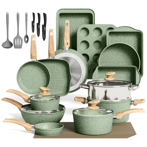 MAISON ARTS 30 Piece Pots and Pans Set, Kitchen Cookware Sets Non Stick