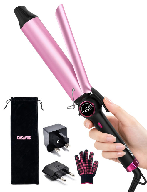 Large Curling Iron 1 1/2 inch,Extended Ceramic Long Barrel,Dual Voltage