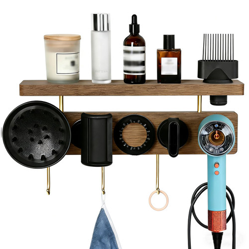 Affogato Wood Hair Dryer Wall Mount Holder Compatible with Dyson Supersonic