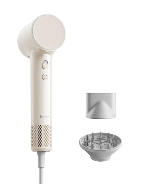 Laifen Air Hair Dryer with Diffuser, High-Speed Ionic Blow Dryers for Curly Hair, Compact Design for Home and Travel, Mini Hairdryer for Women, Frizz Control & No Heat Demage, Halloween, Milktea