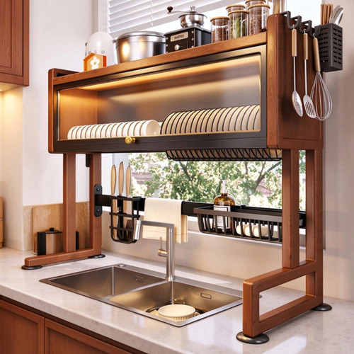 Large Dish Drying Rack With Flap Over-sink