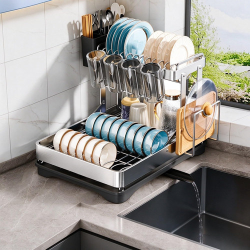 Expandable Dish Drying Rack, Stainless Steel Dish Rack For Kitchen Counter