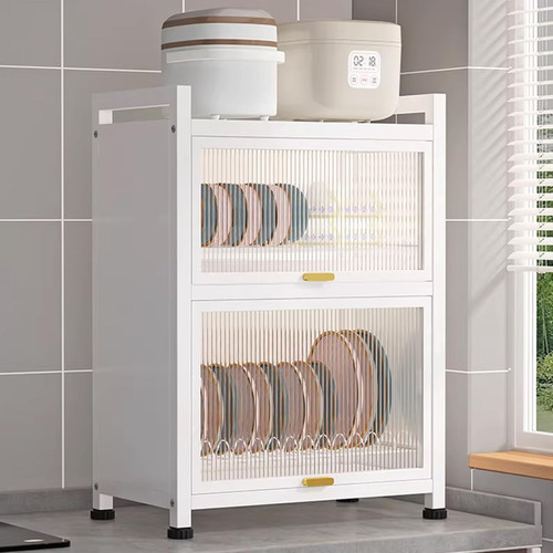 Dish Drying Rack with Drip Tray, Kitchen Counter Organizer with Hooks