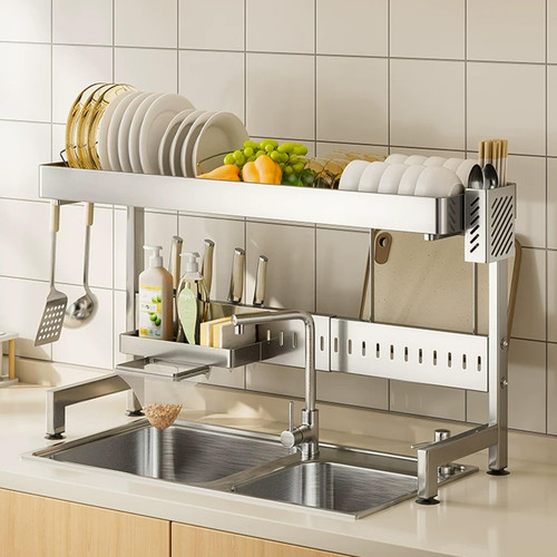 Dish Rack, Adjustable Drying Rack for Kitchen Sink, Space-Saving Design