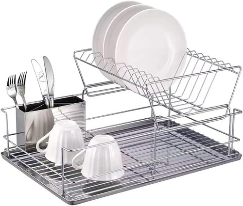 Stainless Steel Dish Drying Rack with Utensil Holder,Drain Board and Cutting Board Bracket for Kitchen and Restaurants,18.5x12.6 Inch