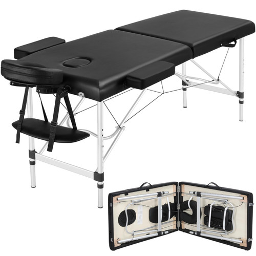 Yaheetech Portable Massage Table Foldable, Adjustable Salon Lash Bed, Black
