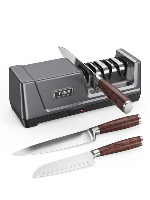 TER Electric Knife Sharpener 3-Stage for Kitchen Knives Professional,Black