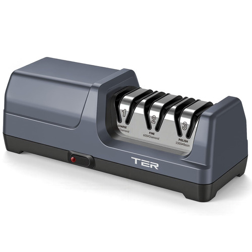 TER Professional Electric Knife Sharpener 3-Stage, Blue