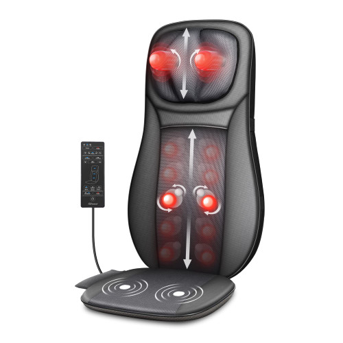 Snailax Shiatsu Neck & Back Massager with Heat Chair Pad Kneading Massage