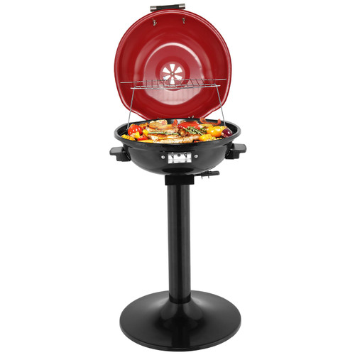 Indoor Outdoor Electric BBQ Grill 1600W with Removable Stand, No Tools,Red