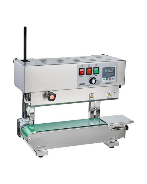 VEVOR Continuous Bag Band Sealing Machine, 0.24-0.47 in/6-12 mm Seal Width, Vertical Band Sealer Machine with Digital Temperature Control, Stainless Steel Bag Sealer for 0.02-0.8 mm Plastic Bags Films