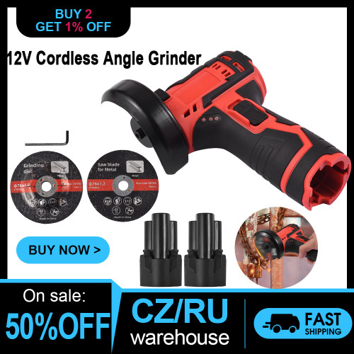 12V Cordless Angle Grinder Kit Angle Grinder Tool with 3Inch/76mm Cutting and Grinding Disc 2PCS 2.0Ah Lithium-Ion
