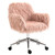 Home Office Chair Pink Faux Fur Dressing Chair, Adjustable Height and Wheels Swivel Dressing Chair for Office, Bedroom