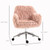 Home Office Chair Pink Faux Fur Dressing Chair, Adjustable Height and Wheels Swivel Dressing Chair for Office, Bedroom