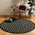 Modern Black White Striped Round Carpet Sitting Room Bedroom Chair Skid Floor Mat
